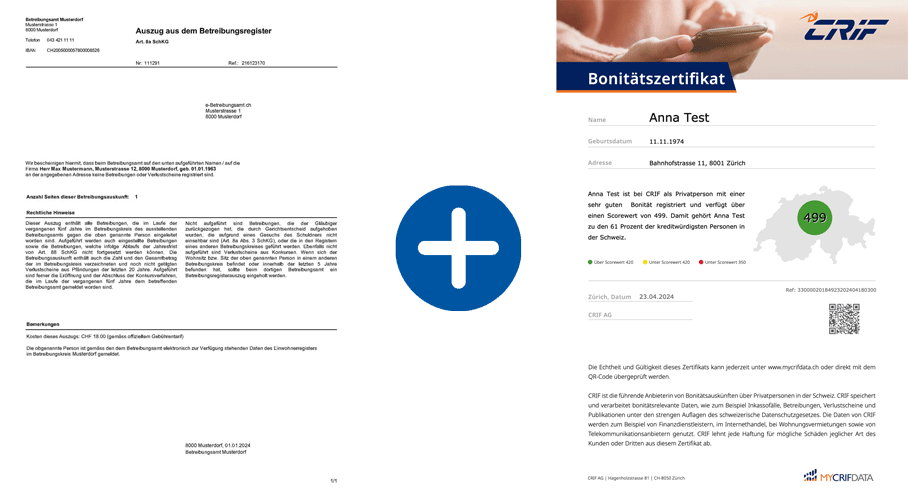 Extrait des poursuites et certificat de solvabilité CRIF